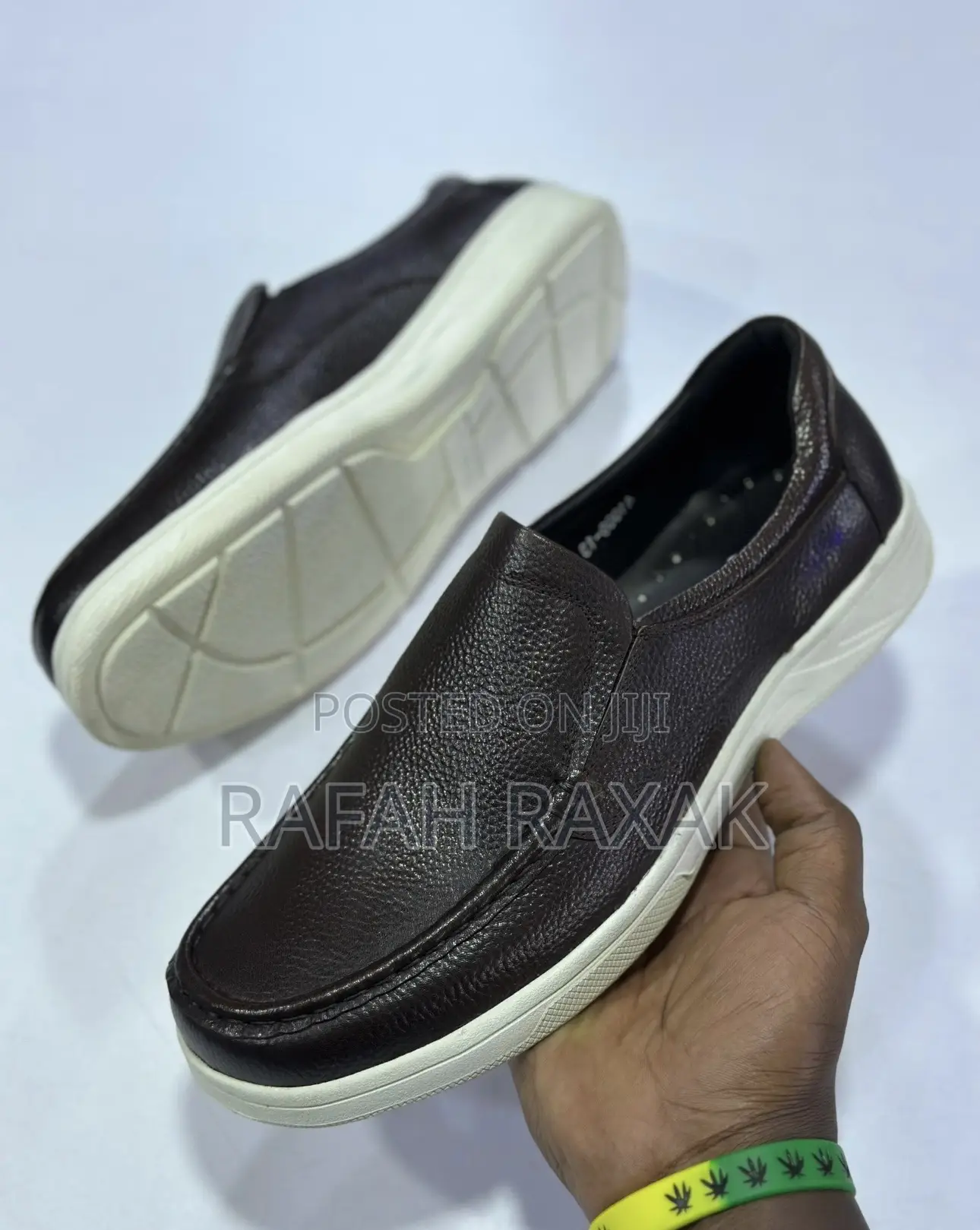 Original Men’S Coffee Brown/White Clarks Casual Slip-on Leather Shoe