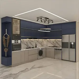 Grey and Lighted Kitchen Cabinets
