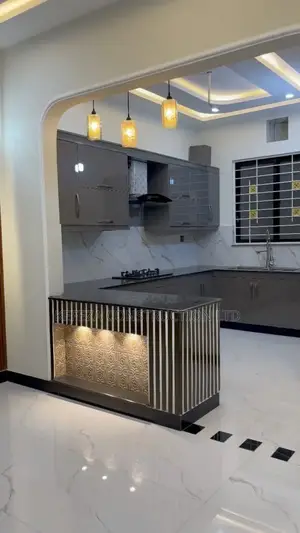 Grey and Lighted Kitchen Cabinets
