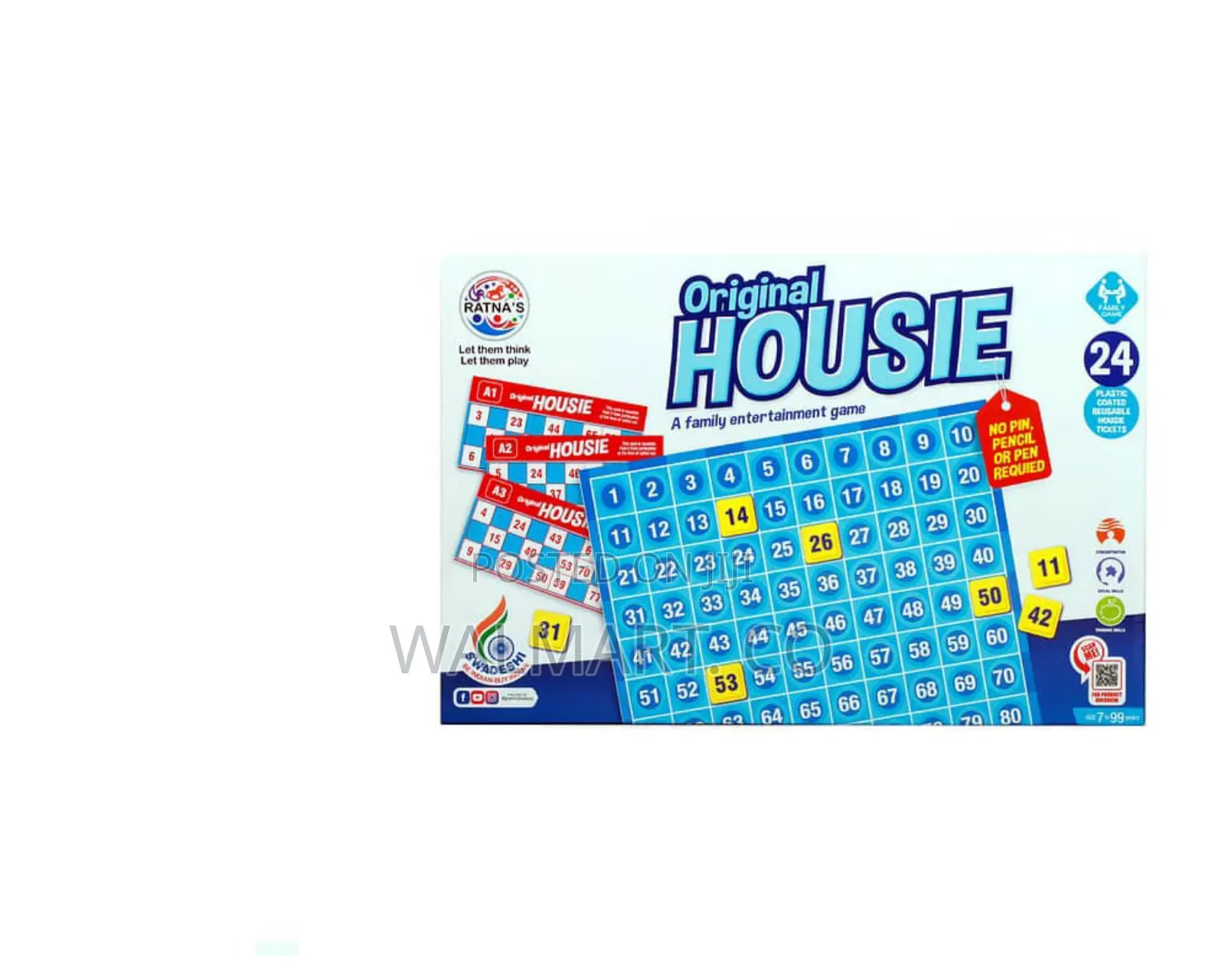 Ratnas Original Housie Family Game With 24 Reusable Cards