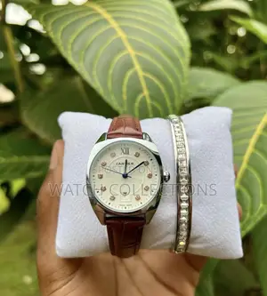 Women Leather Cartier Watch With a Bracelet