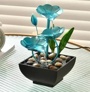 Blue Lotus Tabletop Water Fountain