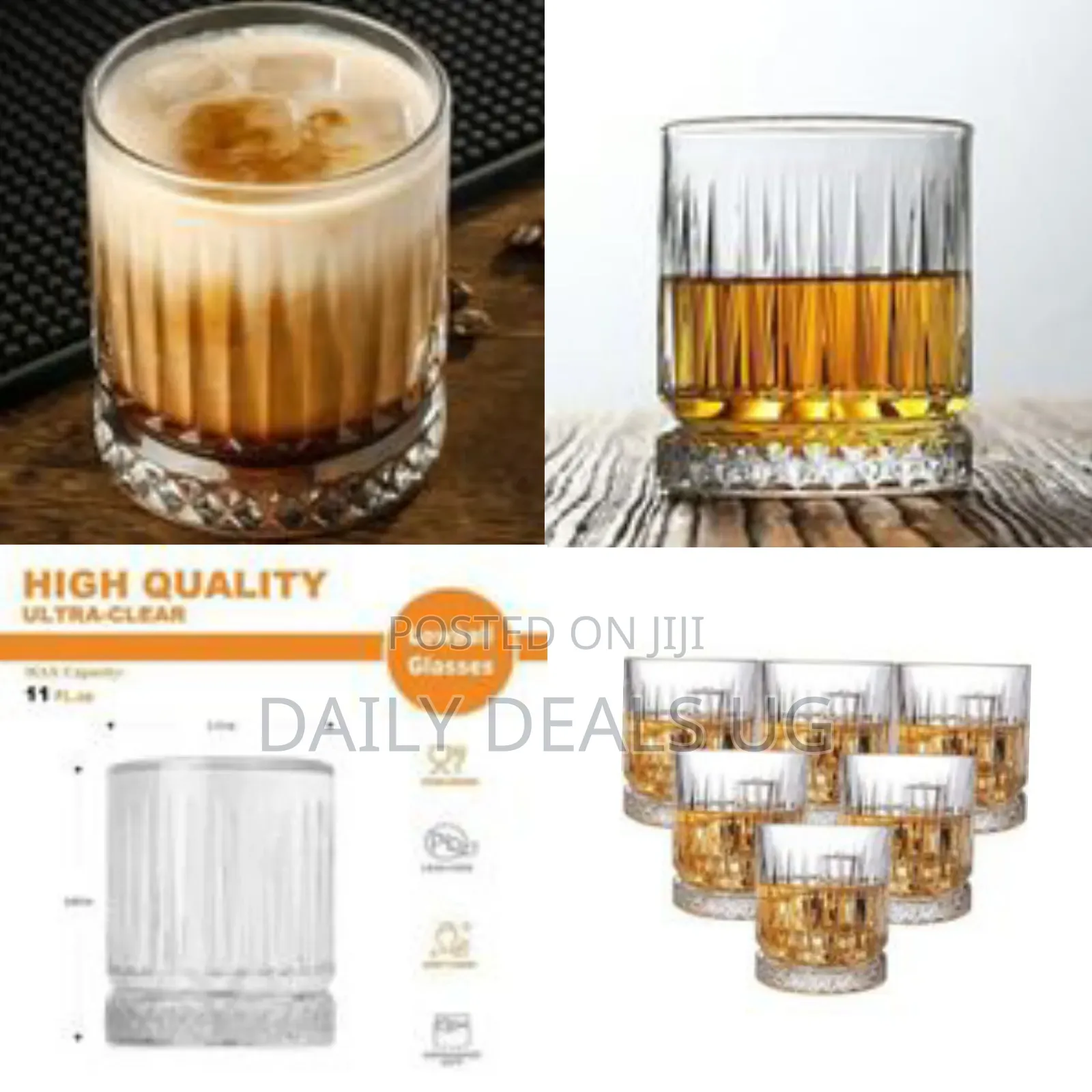 Set of 6 Diamond Whiskey Glasses