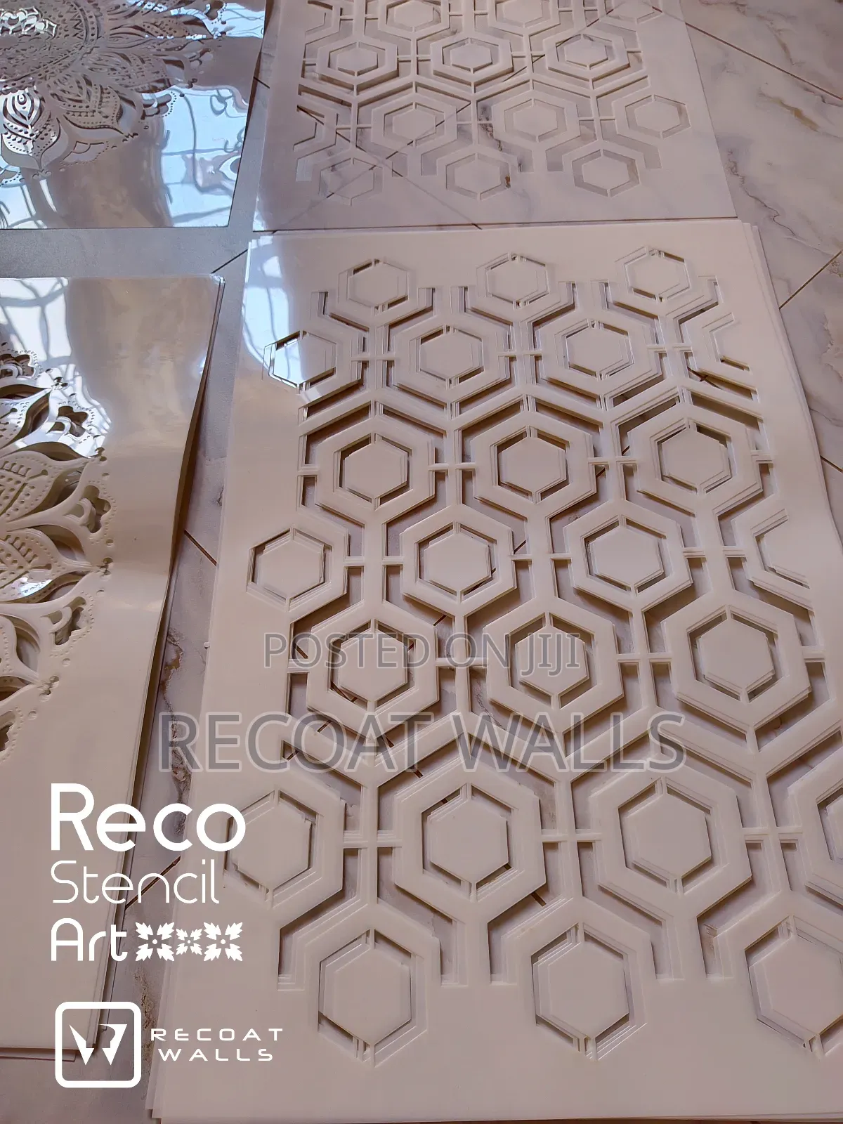 Reco - Large Professional Geometric Hexagon Stencil Motif Art!