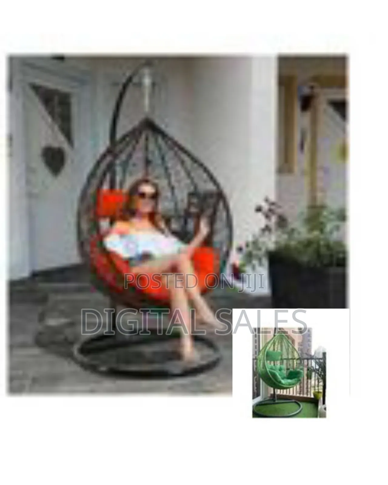 Stylish Outdoor Egg Swing Chair With Stand and Cushion