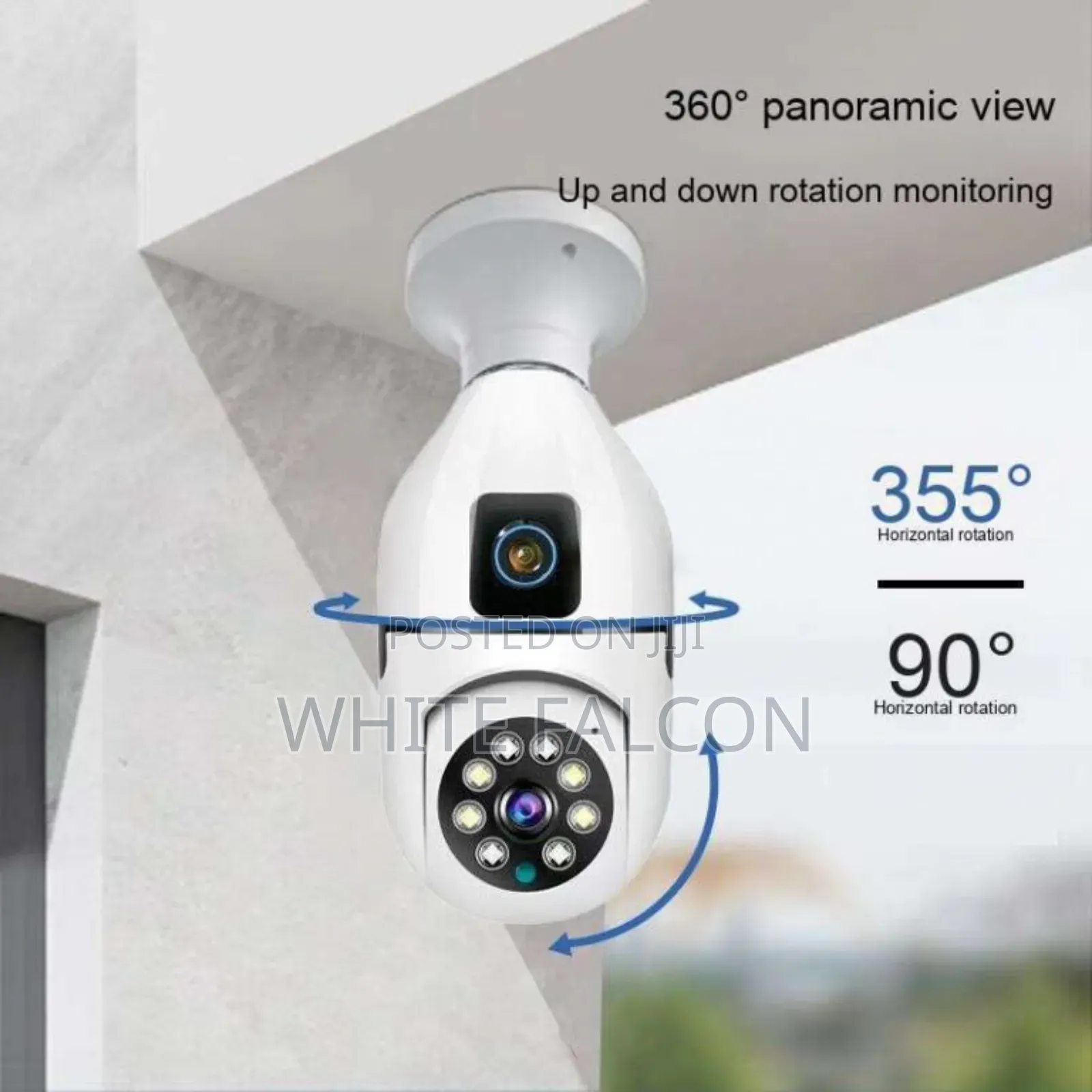 Dual Lens Bulb Camera E27 Full Color, Night Vision Auto Tracking