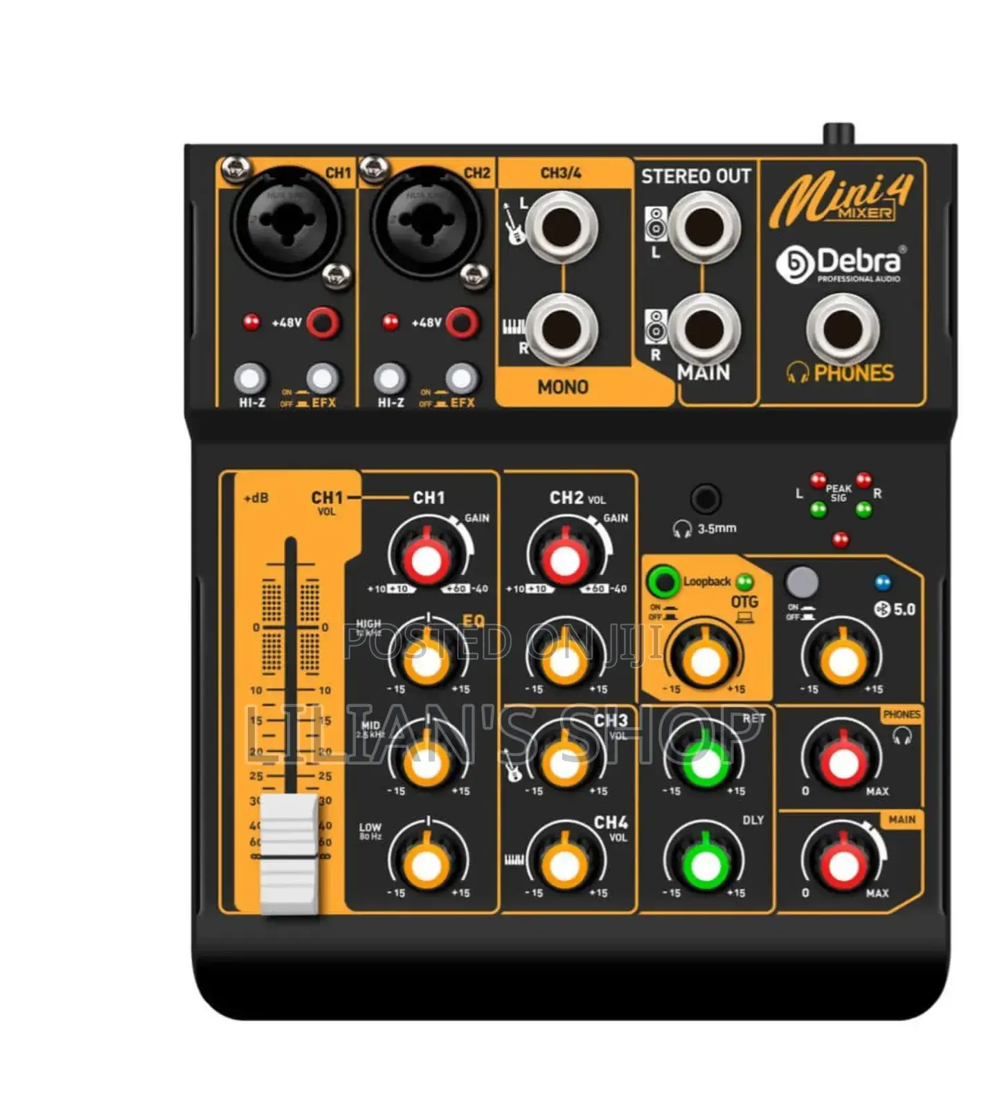 D Debra Audio Mini4 Portable 4-Channel Dj Mixer Console.