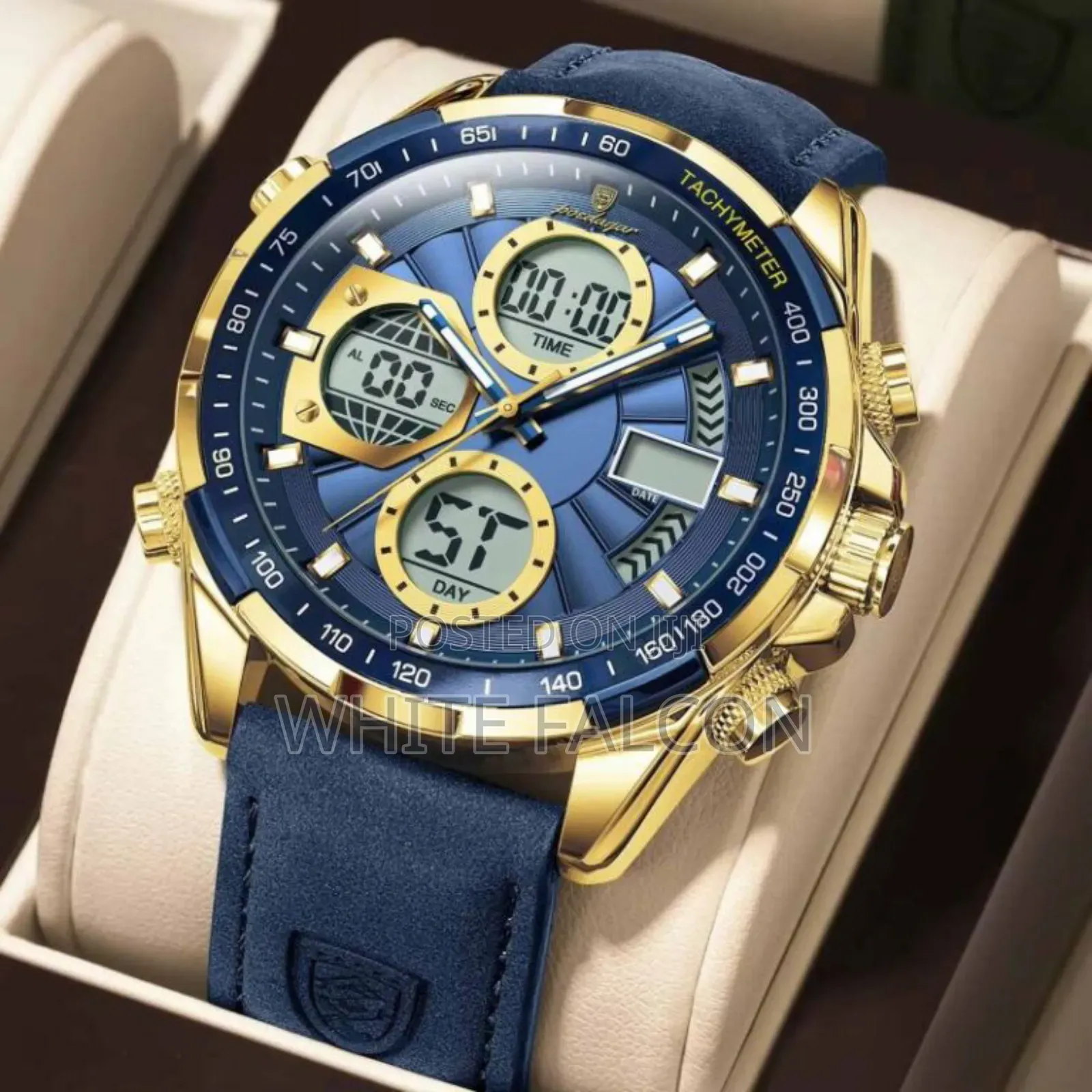 Poedagar E108 Multi-Functional Chronograph Leather Watch
