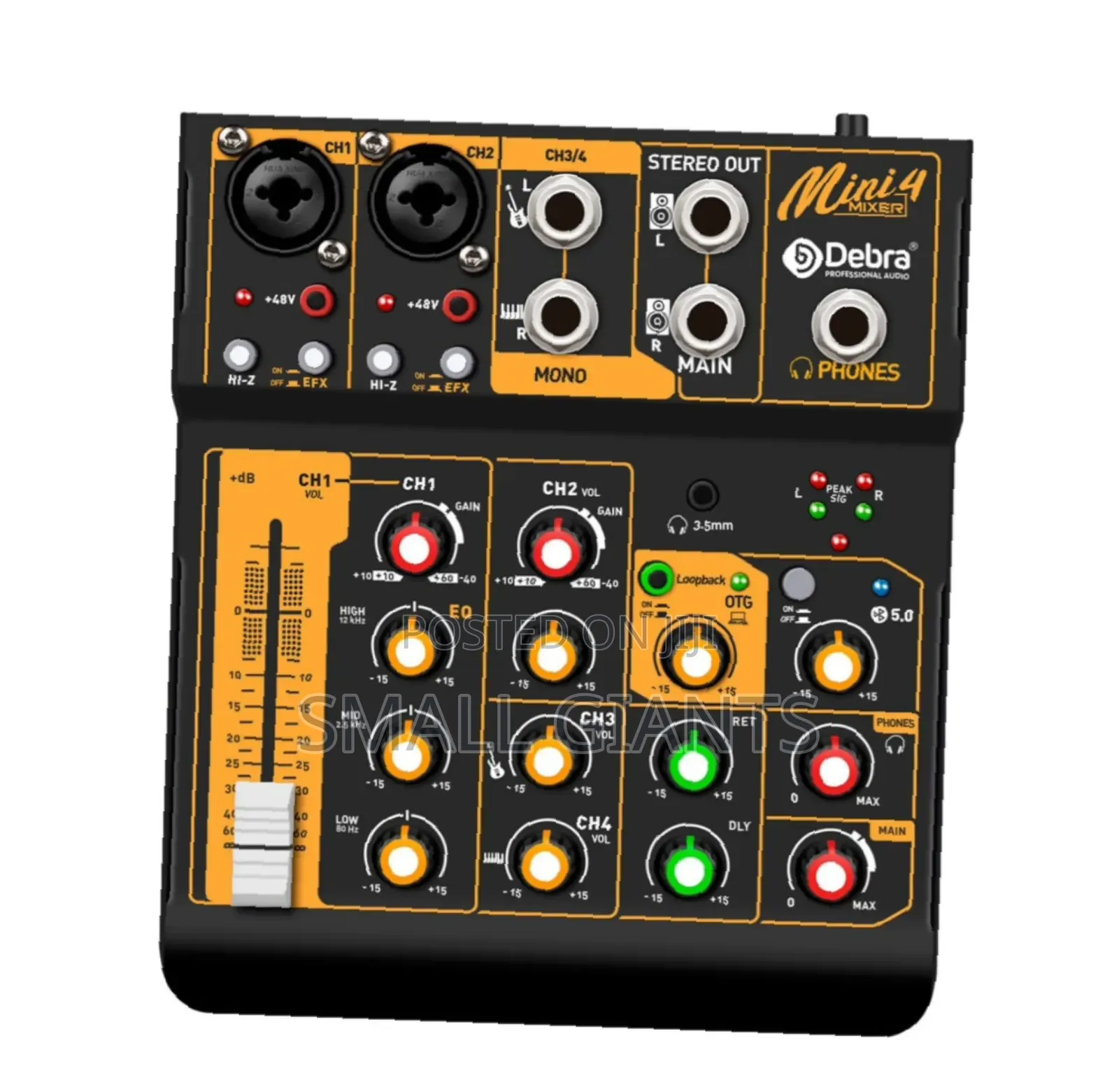 D Debra Audio Mini4 Portable 4-Channel Dj Mixer Console.