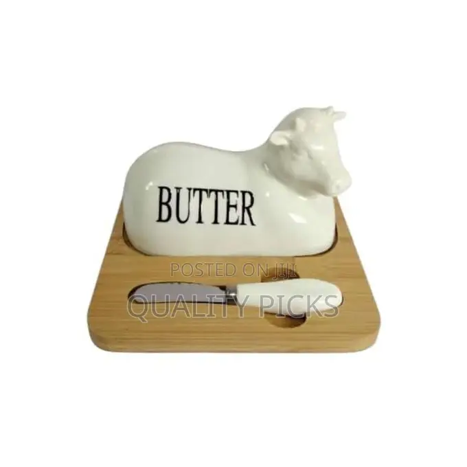 Breeder Ceramic Cow Butter Tray Porcelain Sealing Butter Dish