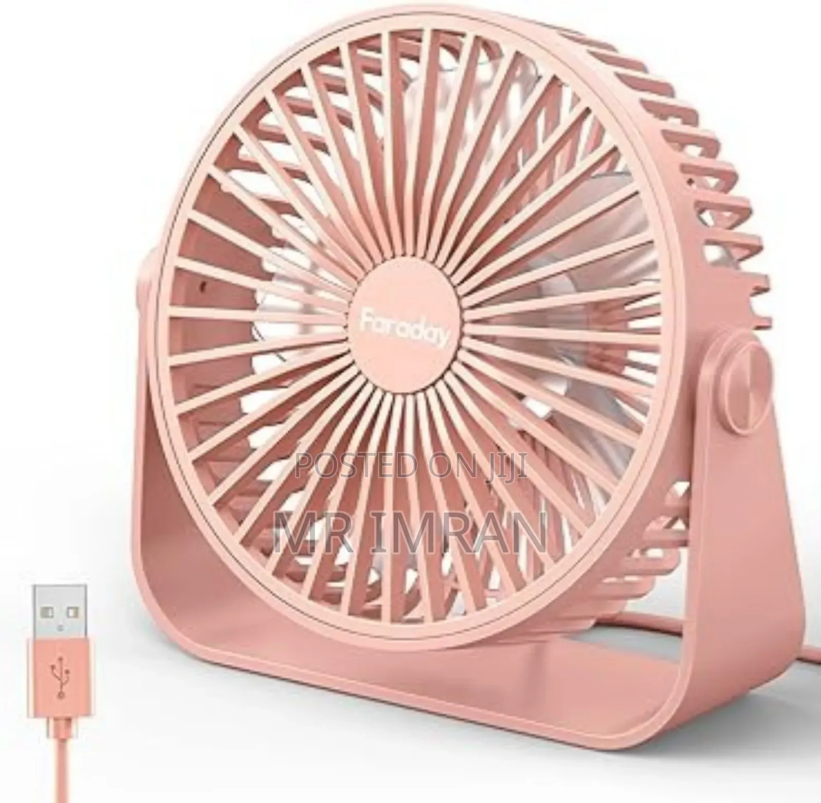 Portable, Usb-Powered Mini Desk Fan in Pink.