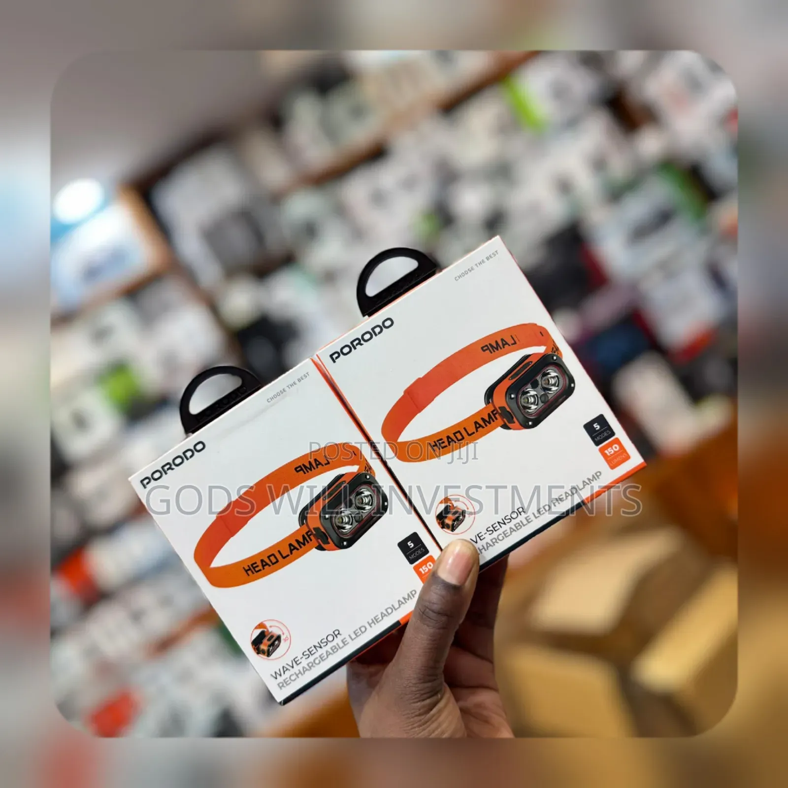 Porodo Wave-Sensor Rechargeable Led Headlamp