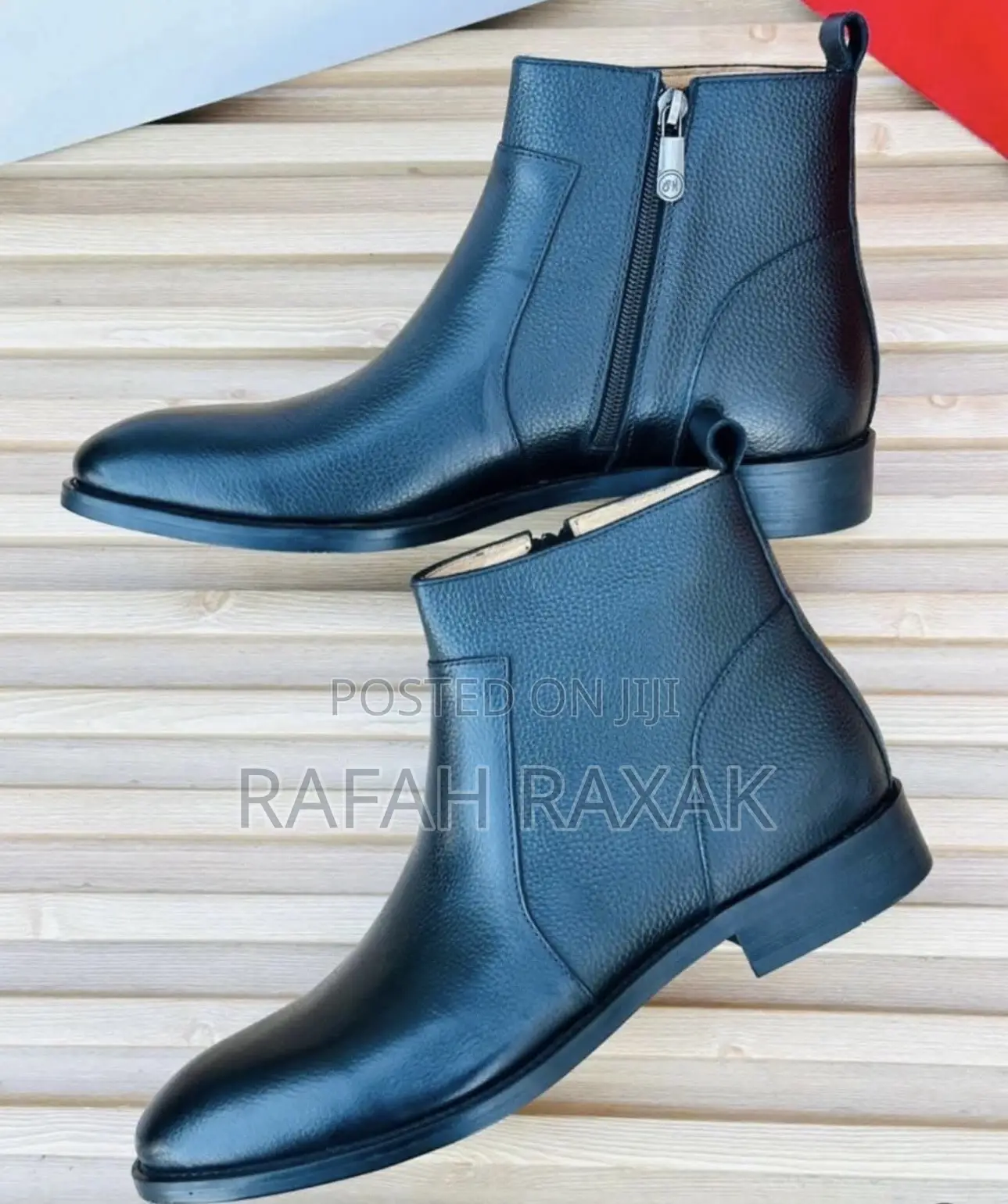 Original Men’S Black Leather Zara Zip-up Chelsea Boots