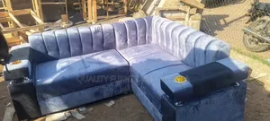 Black and White Mini L Sofa Set