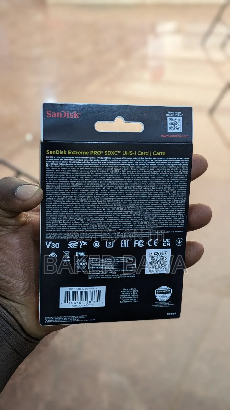 Sandisk 128gb Extreme Pro SDXC Uhs-I Memory Card.