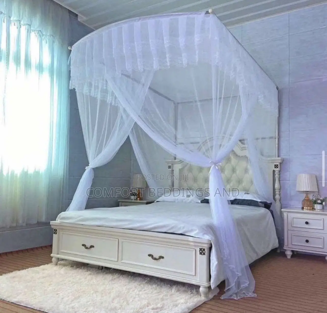 Two Stand Adjustable Mosquito Net White 5*6, 6*6
