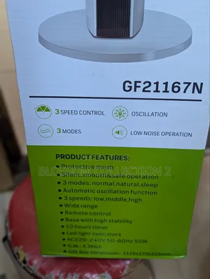 Geepas Tower Fan, 3 Speed Control, Gf21167n Low Noise Operation Fan