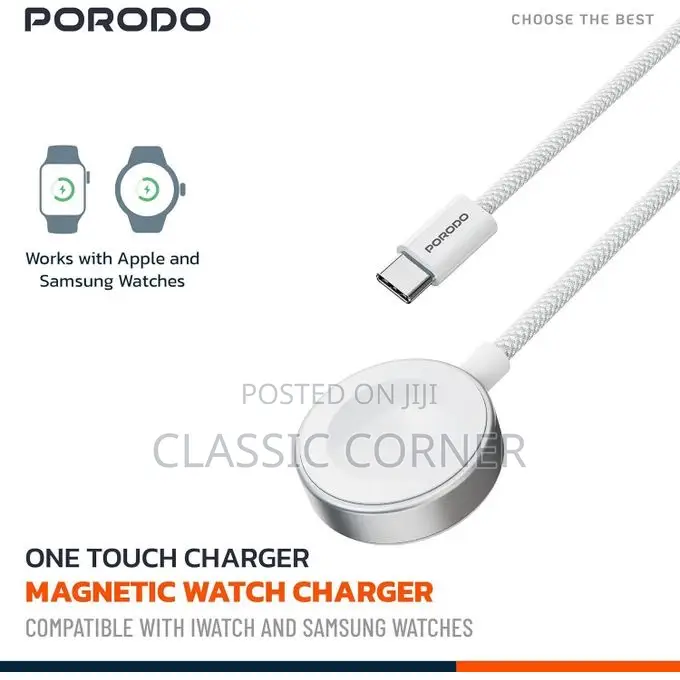 Porodo One Touch Magnetic Smart Watch Charger