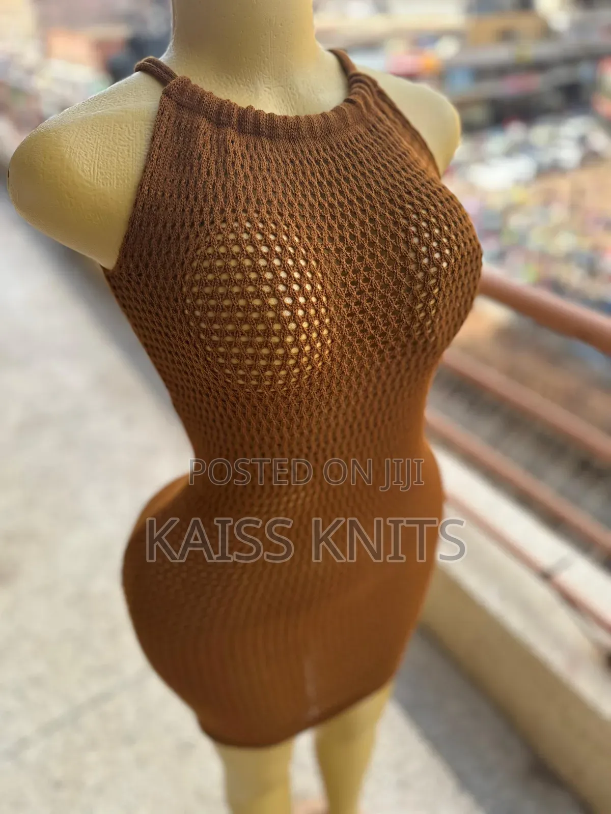 Brown Knitted Lace Dress