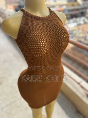 Brown Knitted Lace Dress