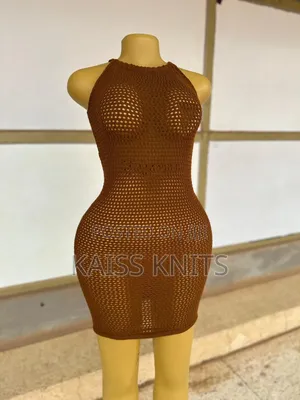 Brown Knitted Lace Dress