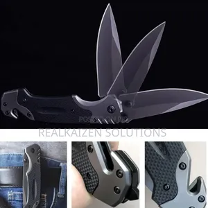 3-in-1 Survival Pocket Knife With Glass Breaker And Belt Cutter
