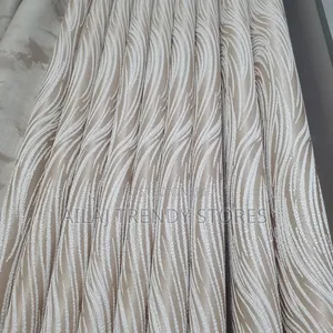 Cream Wave Biege Curtain Design Per Metre