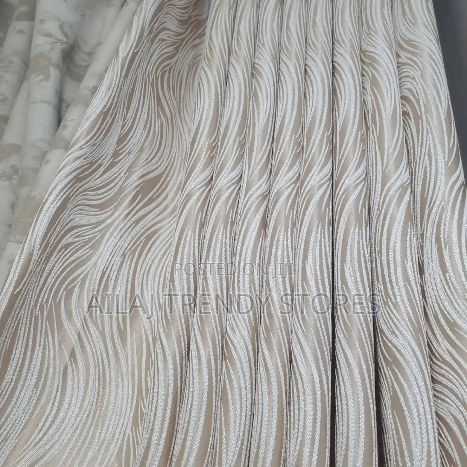 Cream Wave Biege Curtain Design Per Metre