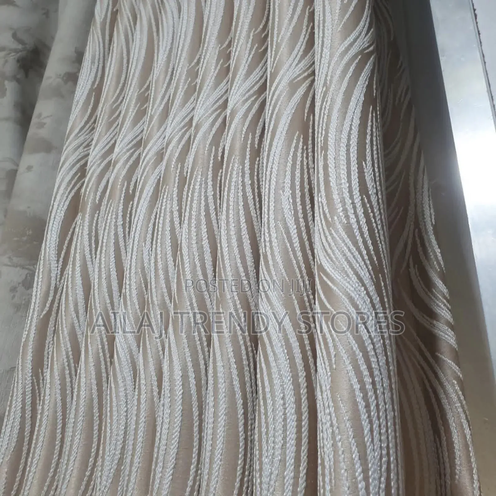 Cream Wave Biege Curtain Design Per Metre