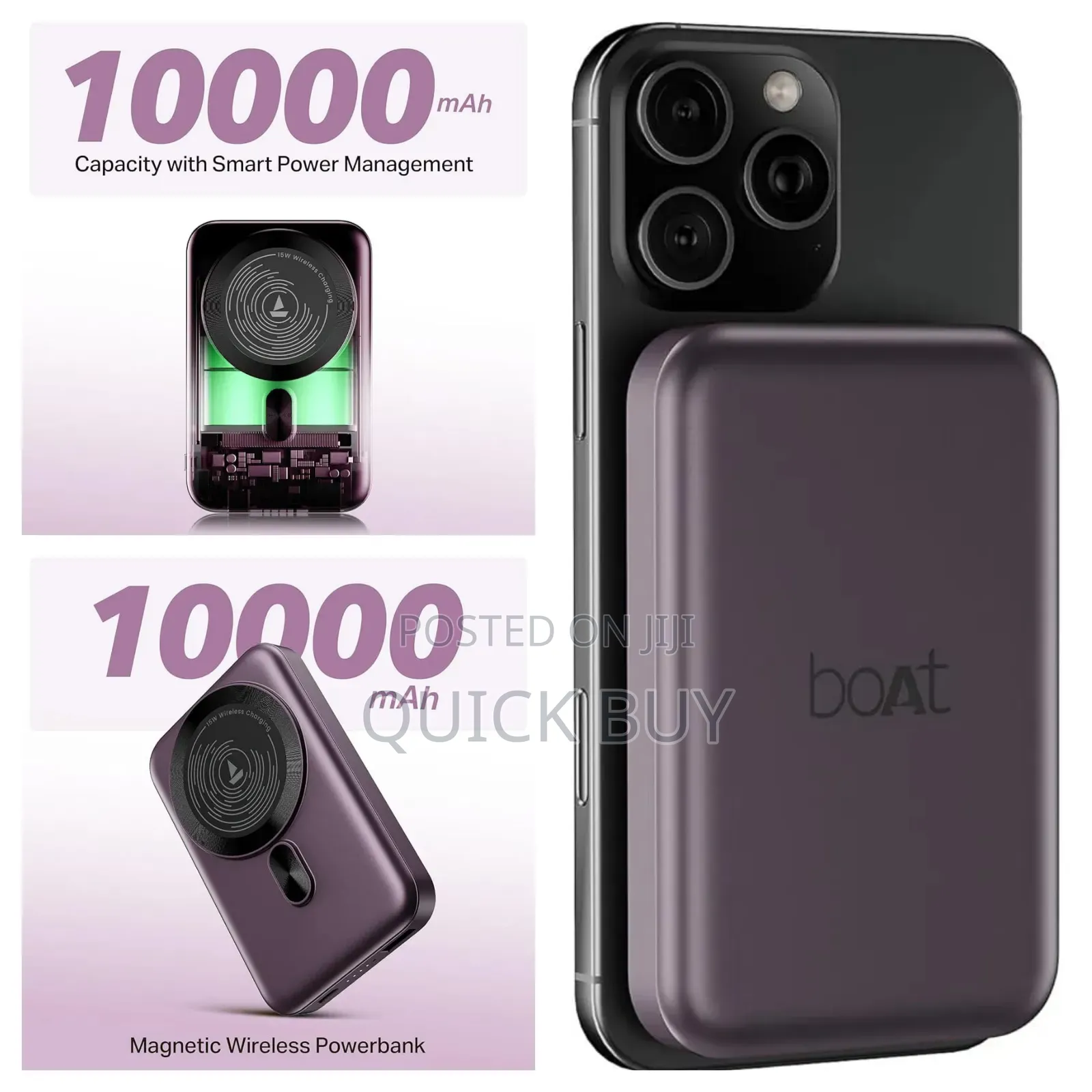 Boat Pb331 Magnacharge 10000mah Magnetic Wireless Powerbank.