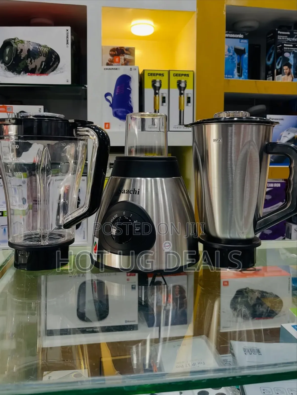 Saachi 3 In 1 Electric Blender With Plastic Jar Stainless Jar And Mill