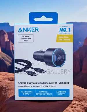Anker Nano Car Charger (167.5w, 3 Ports) for Laptops and Phones
