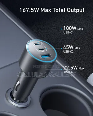 Anker Nano Car Charger (167.5w, 3 Ports) for Laptops and Phones