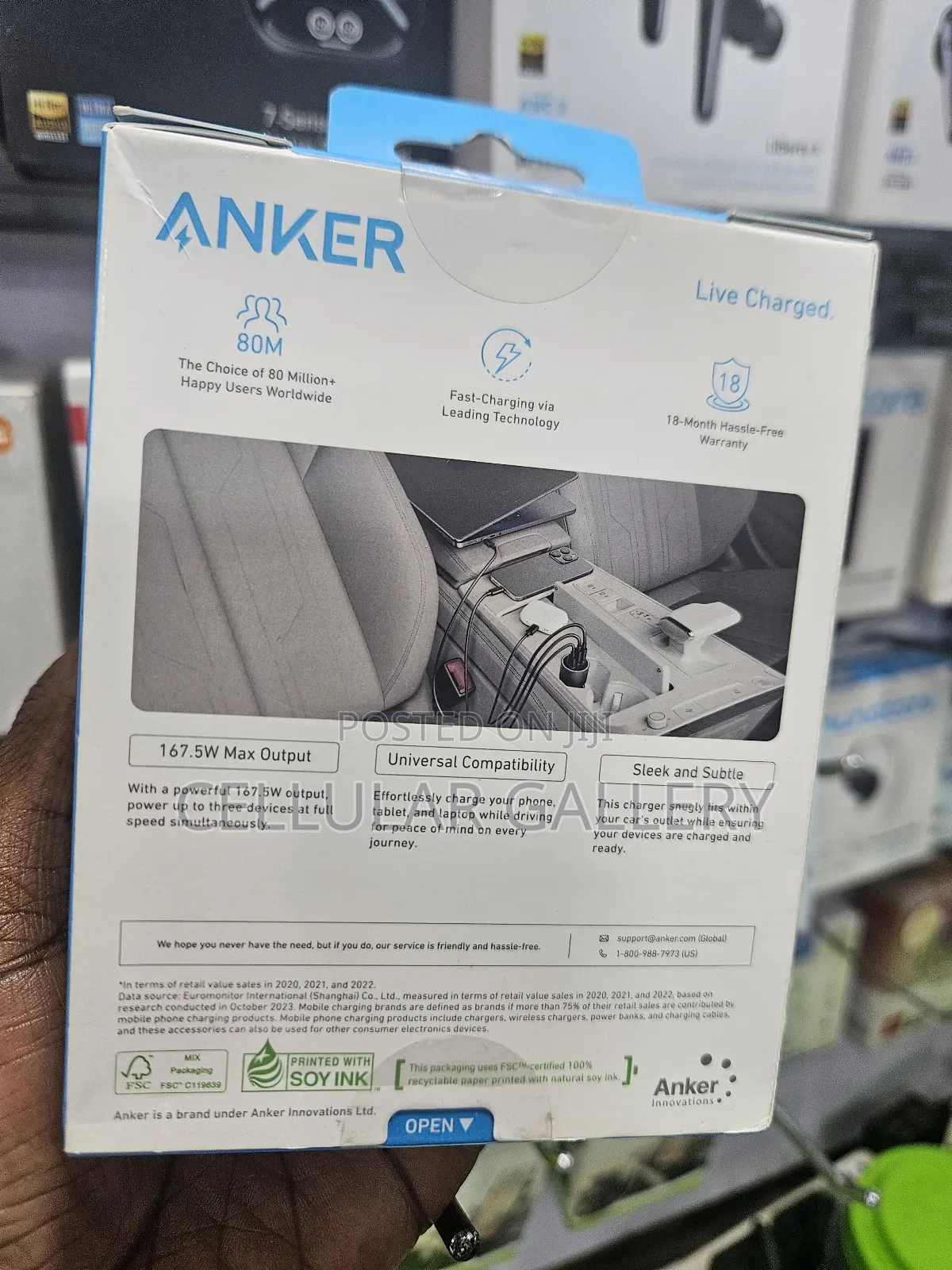 Anker Nano Car Charger (167.5w, 3 Ports) for Laptops and Phones