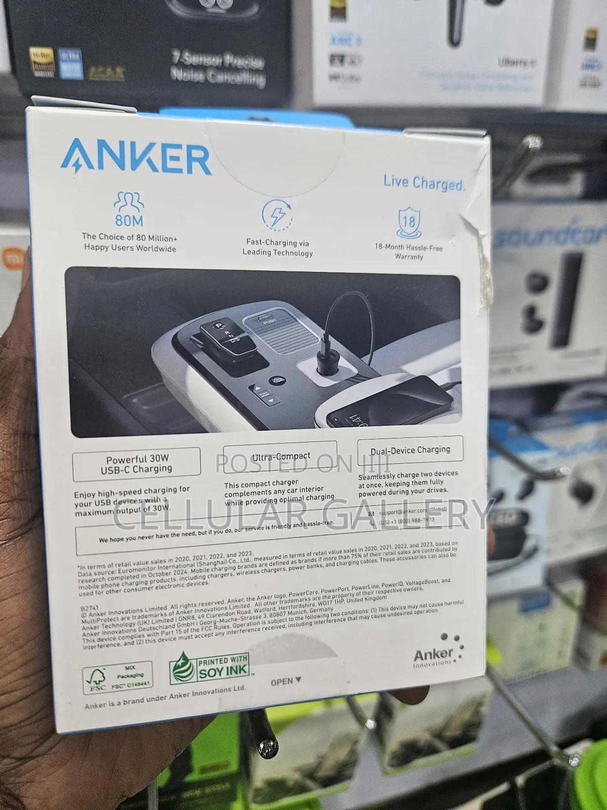 Anker Car Charger (30, 2 Ports) With 2 Cables