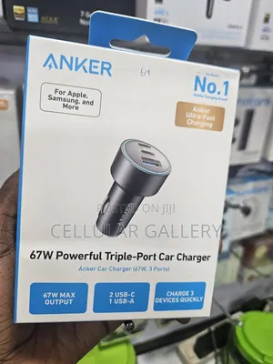Anker 535 Car Charger (67w, 3 Ports) for Laptops and Phones
