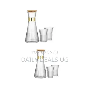 Fluted Bedside Decanter Set With Glasses - Multicolor