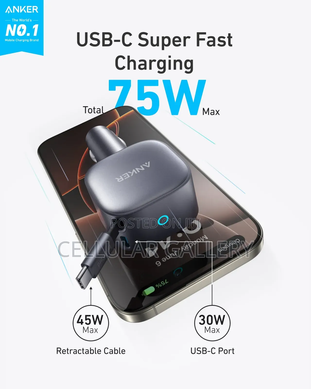 Anker Nano Car Charger(75w, Usb-C Port)