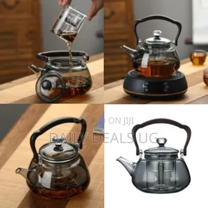Elegant Glass Teapot With Infuser and Electric Warmer Base -Tansparent