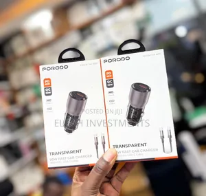 Porodo Transparent 95w Car Charger With 0.9m Usb-C Cable