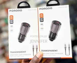Porodo Transparent 95w Car Charger With 0.9m Usb-C Cable
