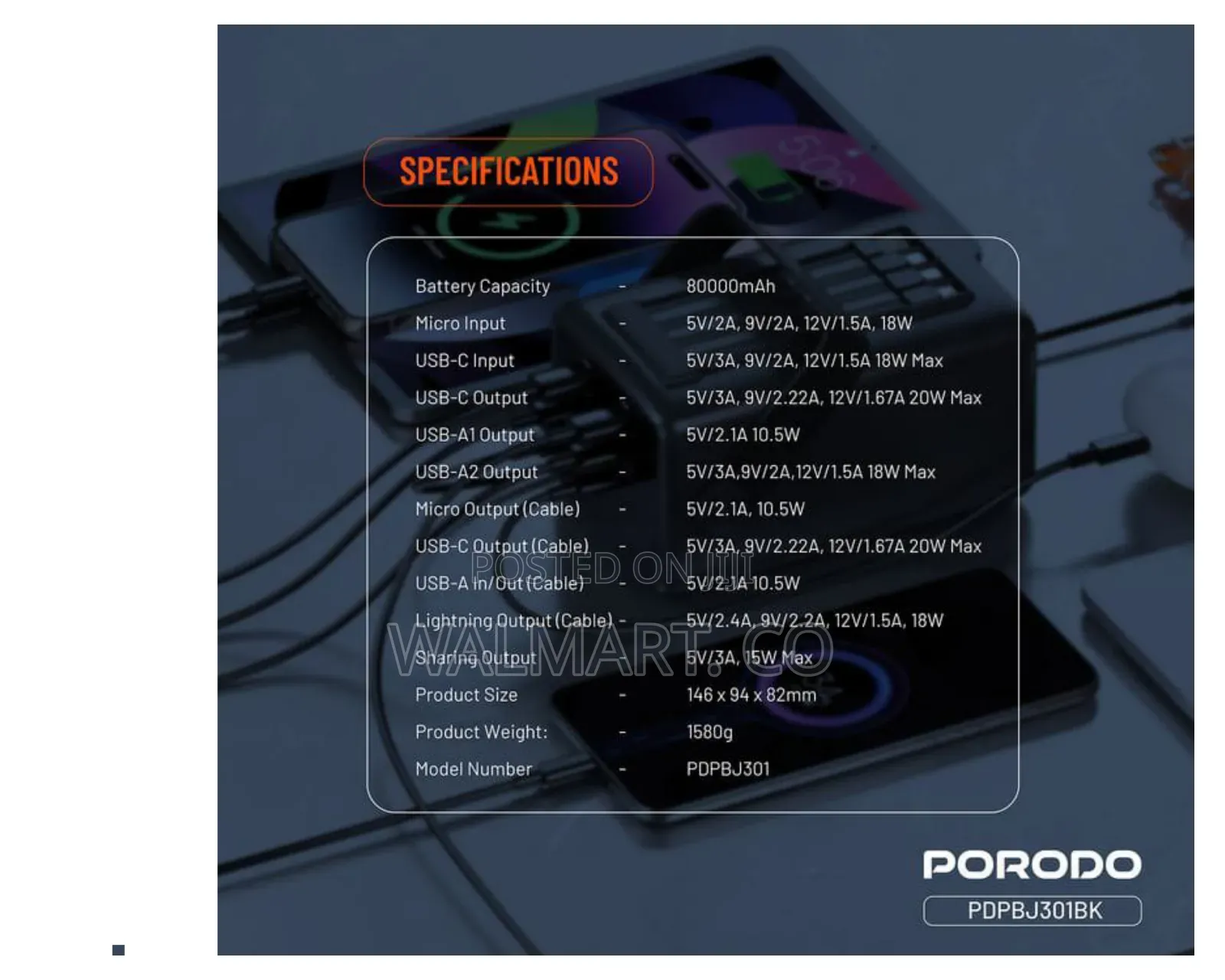 Porodo 80000mah Lara Powerbank