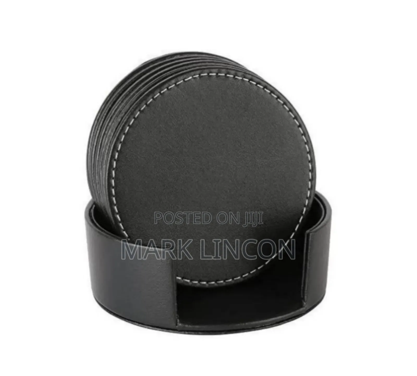 A Set of Black Leather Coaster or Tea Covers
