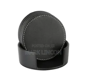 A Set of Black Leather Coaster or Tea Covers