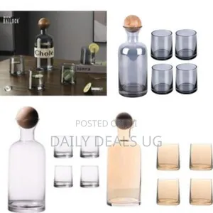 Modern 1.2l Glass Decanter and Tumbler Set (5-Piece) - Transparent