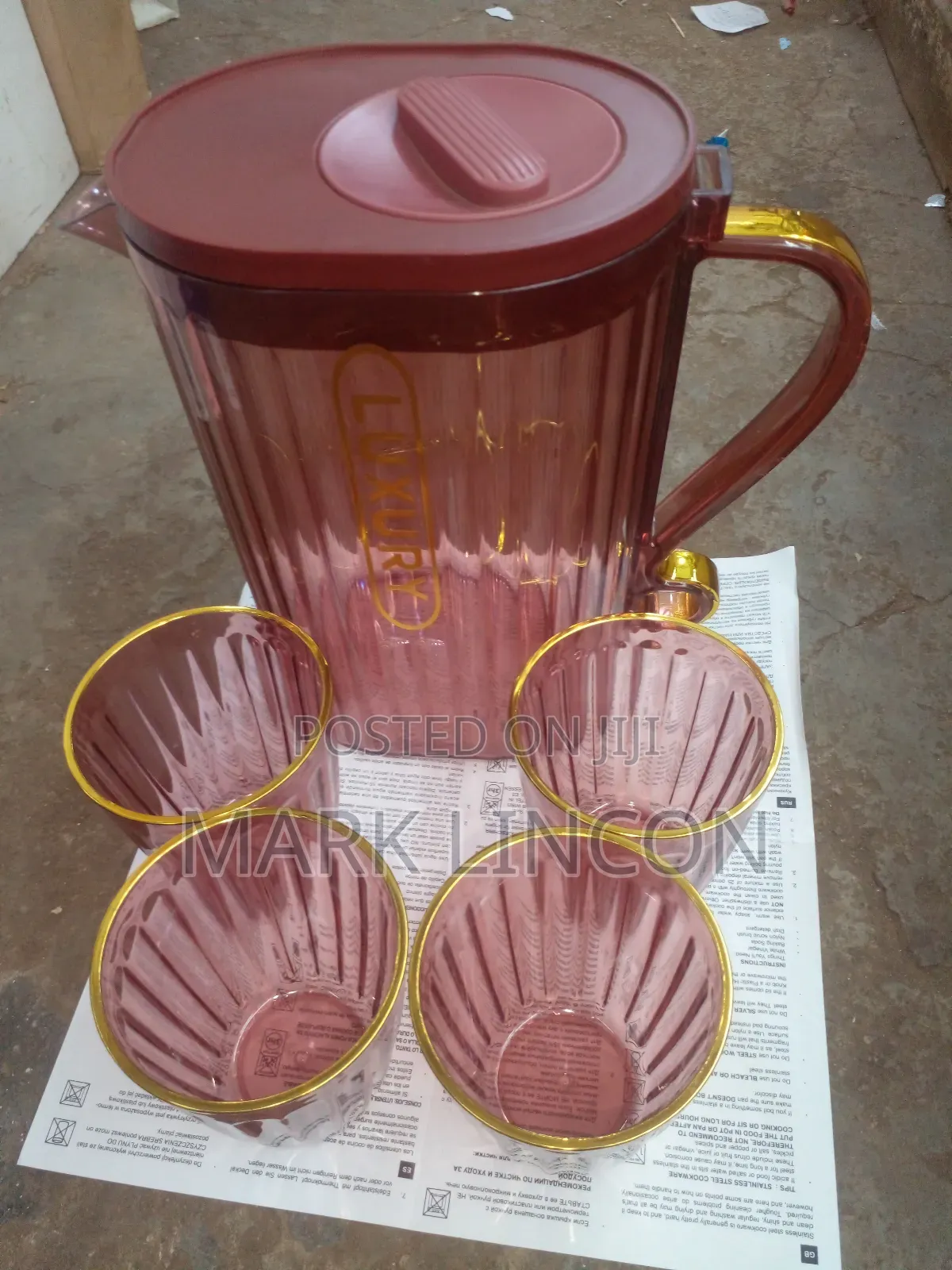 Maroon Plastic Jug Set