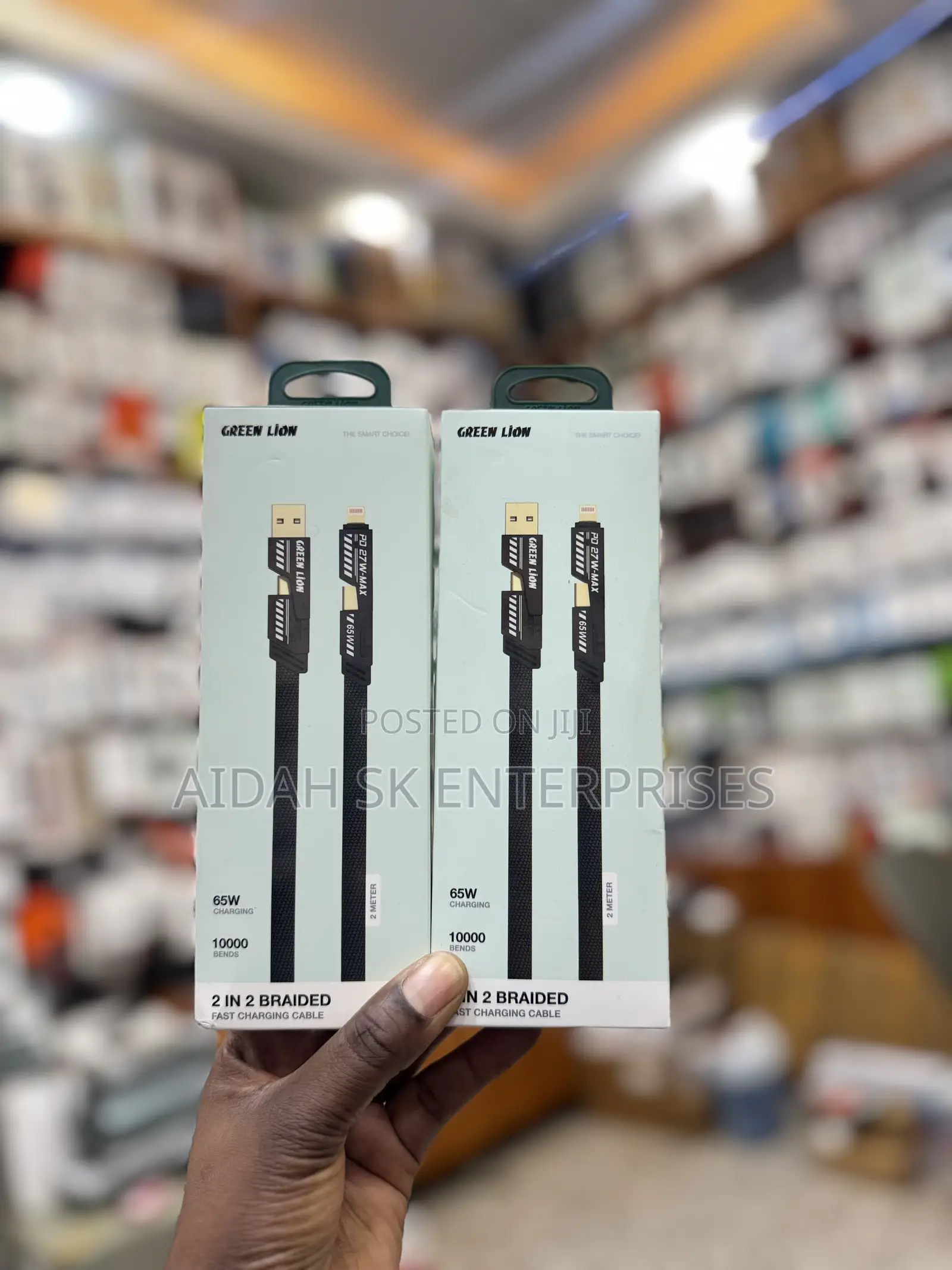 Green Lion 2-in-2 Braided Fast Charging Cable.