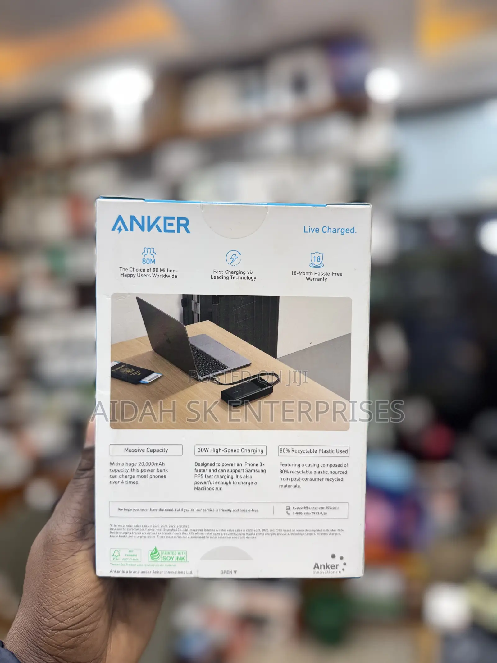 Anker Powerbank 30w 20000mah - Black (A1384h11)