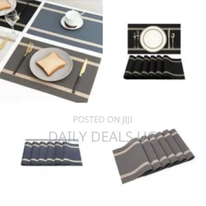 Elegant Woven Placemat Set With Contrasting Stripe - Multicolor