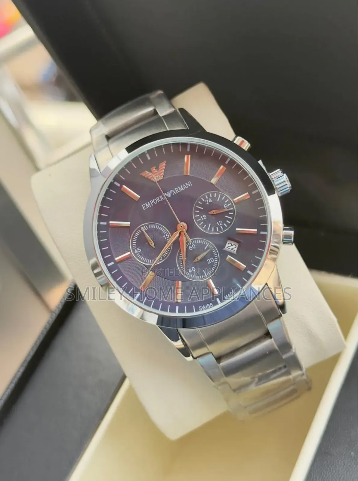 Silver Strapped Men's Original Emporio Armani Wrist Time Piece
